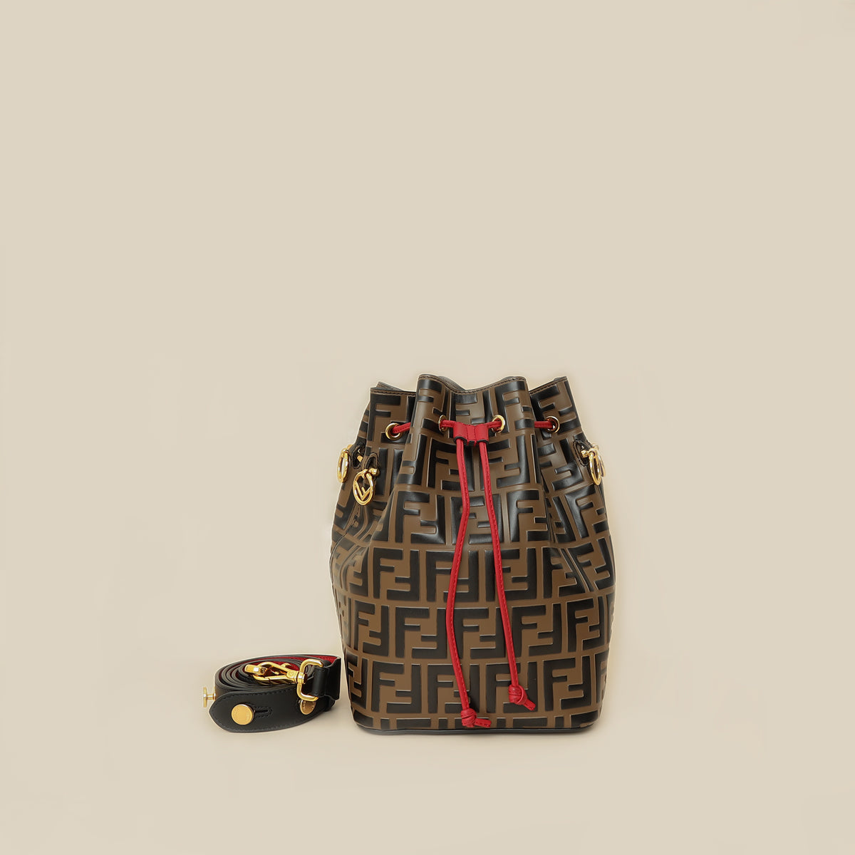 Fendi Brown FF Embossed Mon Tresor Bucket Bag-Fendi-THE CLOSET