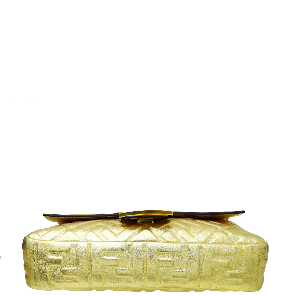 Fendi Gold FF Embossed Baguette Medium Bag