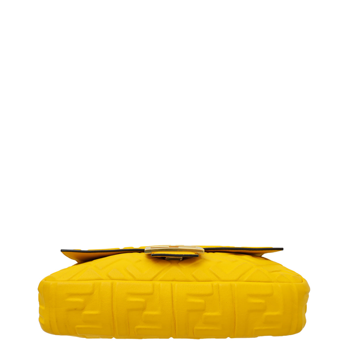 Fendi Yellow FF Embossed Baguette Medium Bag