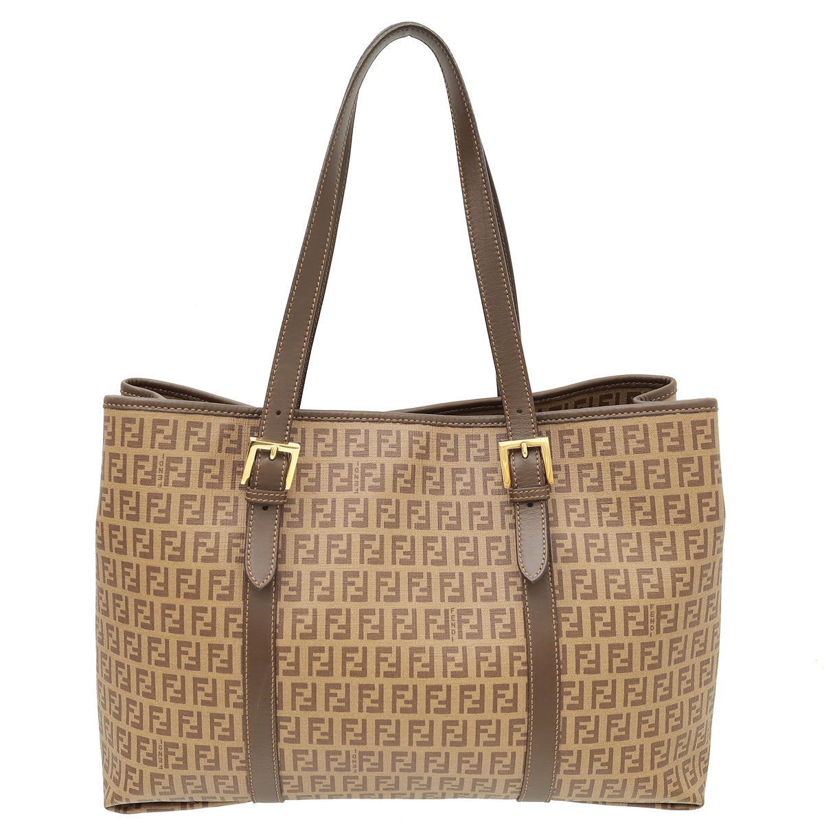 Fendi Tobacco Vitello Zucchino Spalmati Tote Bag-Fendi-THE CLOSET