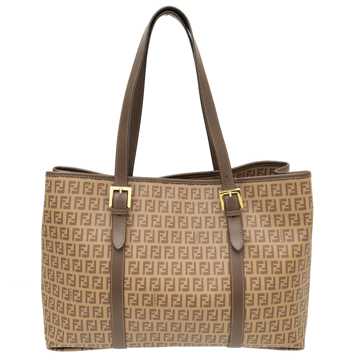 Fendi Tobacco Vitello Zucchino Spalmati Tote Bag-Fendi-THE CLOSET