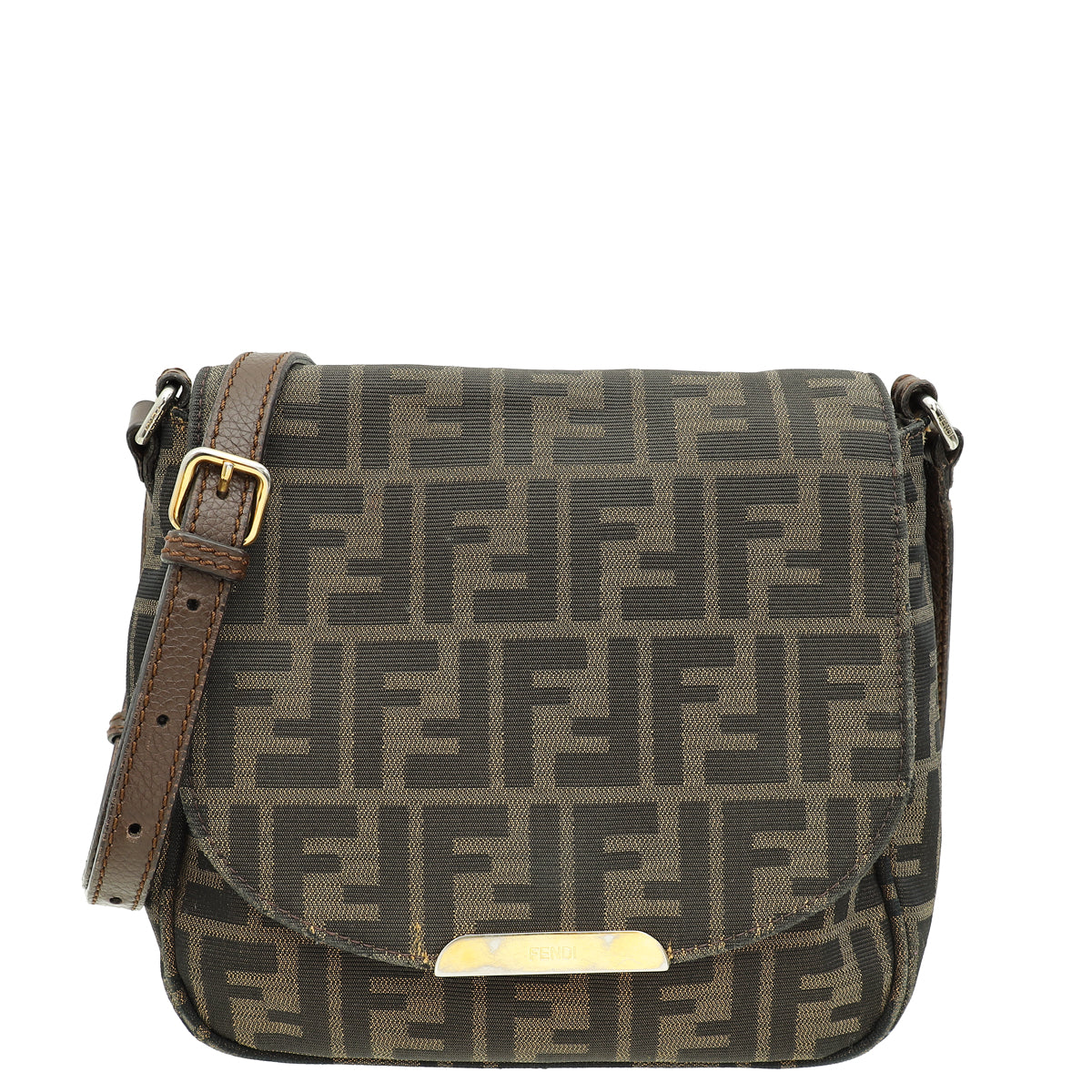 Fendi Bicolor Zucca Vitello Artic Messenger Small Bag