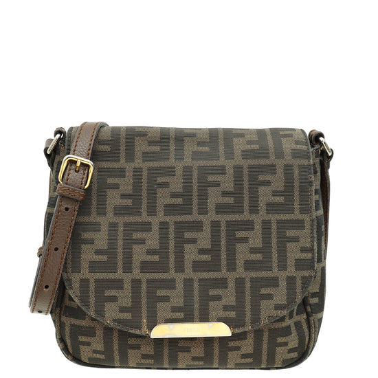 Fendi Bicolor Zucca Vitello Artic Messenger Small Bag