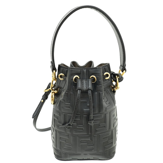 Fendi Black Embossed FF Mini Mon Tresor Bag