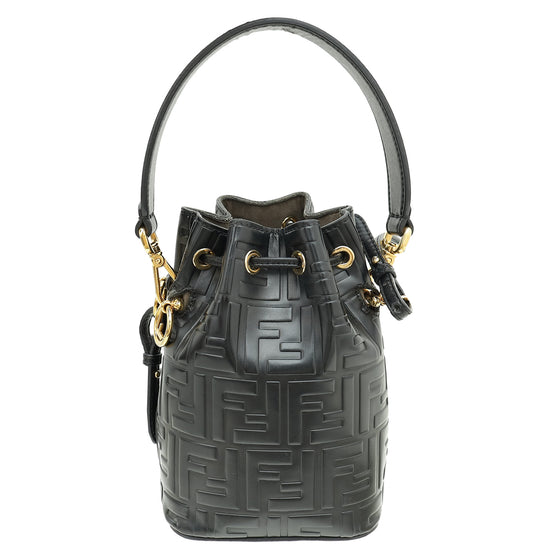 Fendi Black Embossed FF Mini Mon Tresor Bag