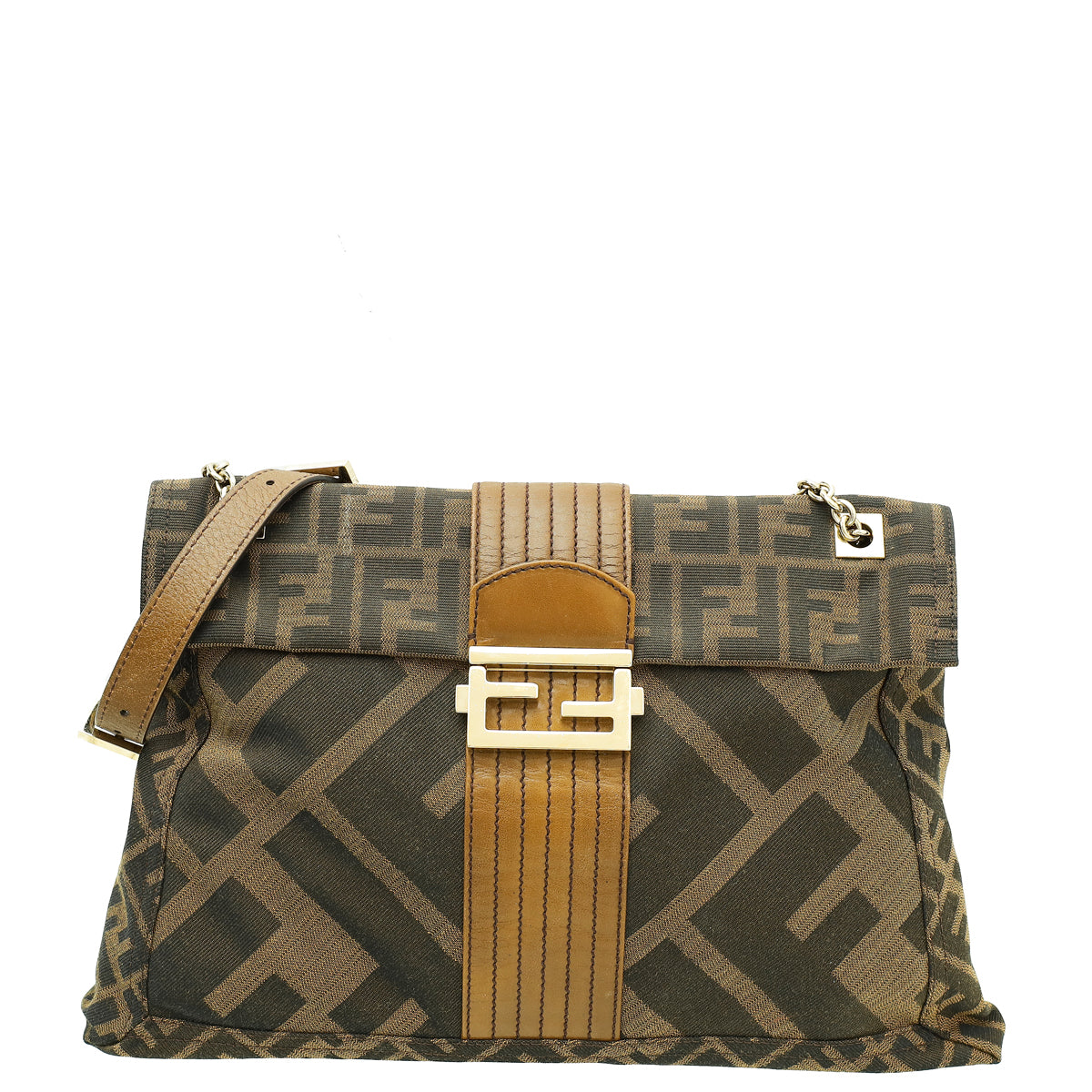 Fendi Bicolor Zucca Baguette Maxi Shoulder Bag-Fendi-THE CLOSET