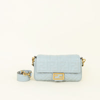 Fendi Stone Blue v FF Embossed Baguette Shoulder Bag