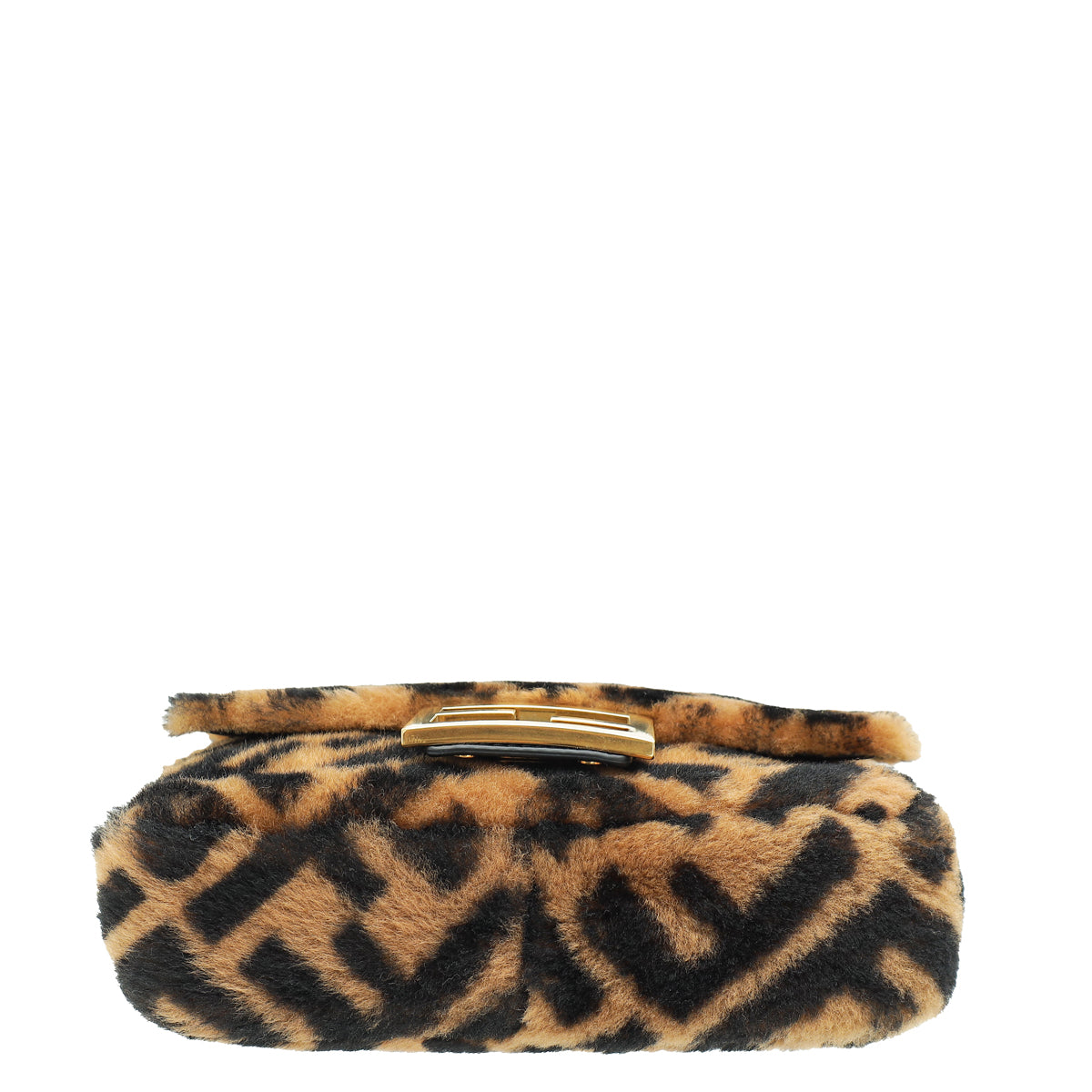 Fendi Brown FF Baguette Mini Sheepskin Fur Shoulder Bag
