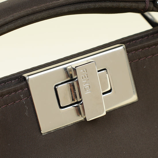 Fendi Ebene Sunflower Mini Peekaboo I SEE U Satchel Bag