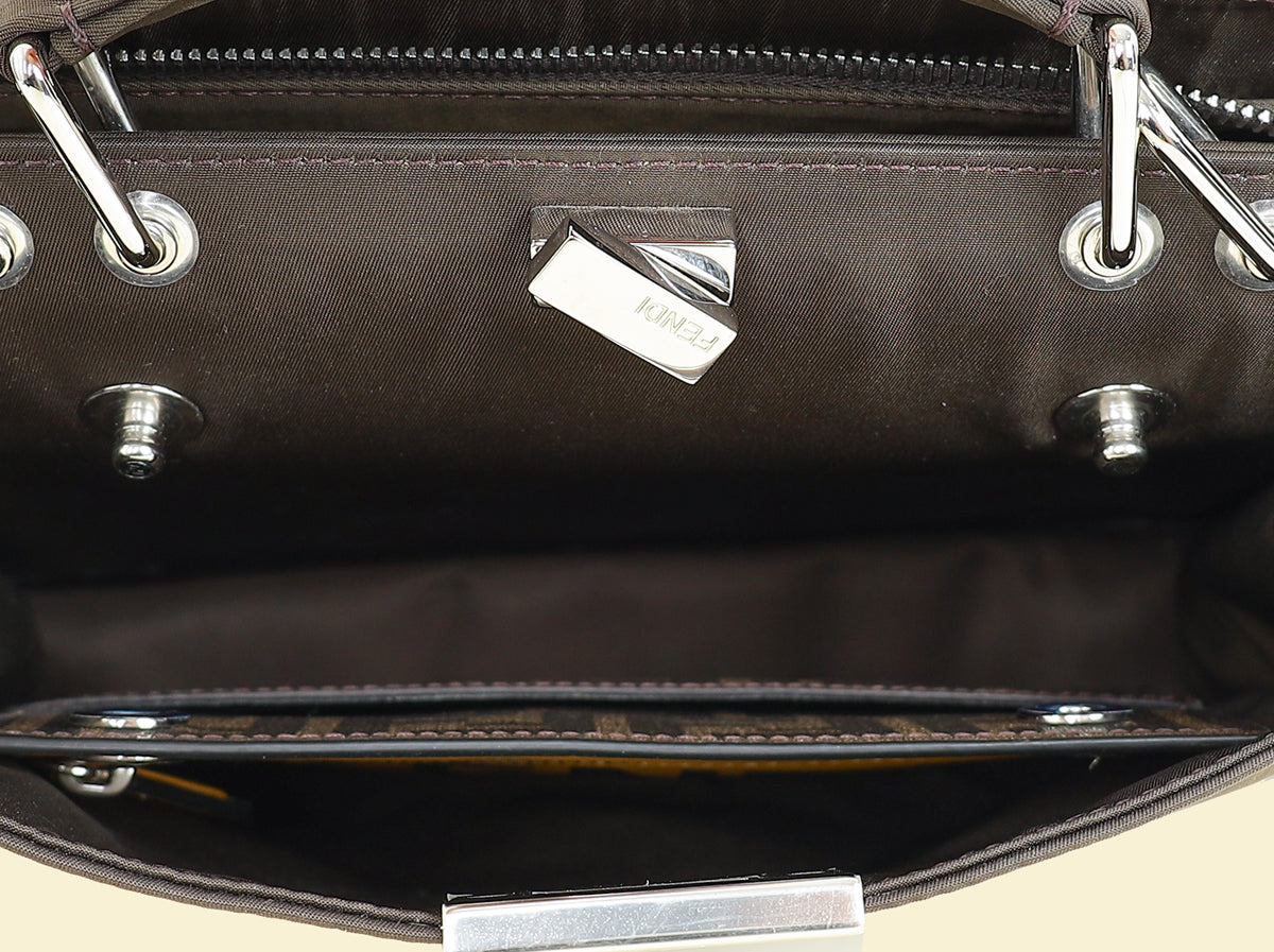 Fendi Ebene Sunflower Mini Peekaboo I SEE U Satchel Bag