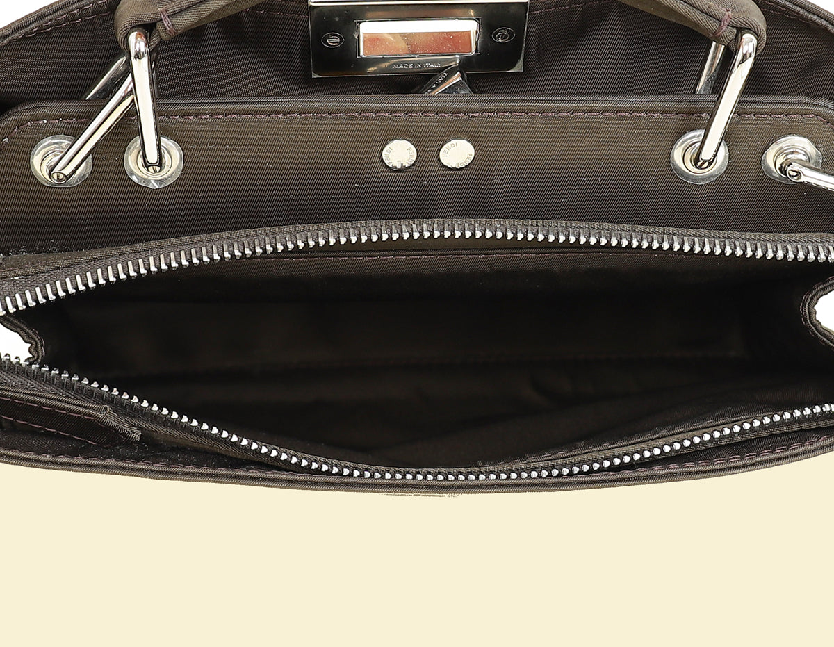 Fendi Ebene Sunflower Mini Peekaboo I SEE U Satchel Bag