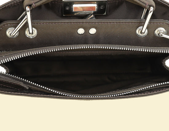 Fendi Ebene Sunflower Mini Peekaboo I SEE U Satchel Bag