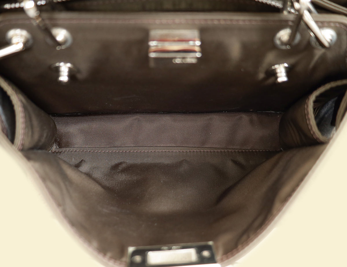 Fendi Ebene Sunflower Mini Peekaboo I SEE U Satchel Bag