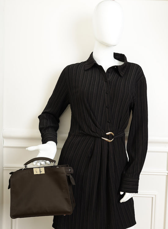 Fendi Ebene Sunflower Mini Peekaboo I SEE U Satchel Bag