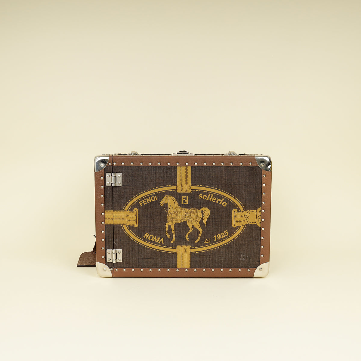 Fendi Brown Vintage Selleria Jewelry Holder Trunk Case