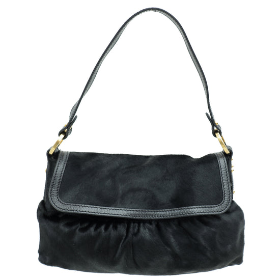 Fendi Black Pony Hair Chef Shoulder Bag