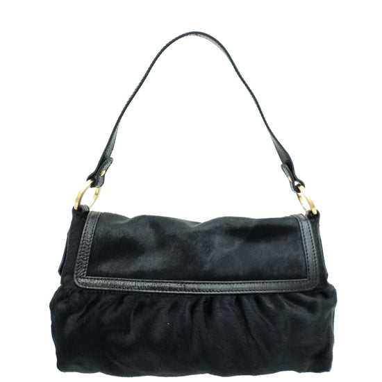 Fendi Black Pony Hair Chef Shoulder Bag