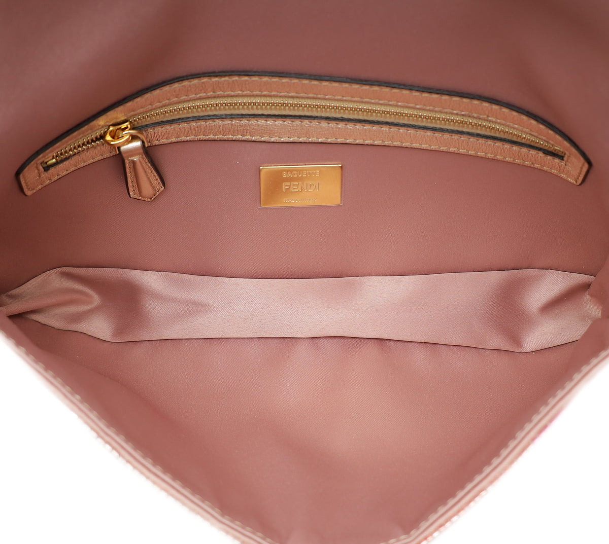Fendi Rose Poudre Satin Baguette 1997 Bag Sequin Embellished Medium Bag
