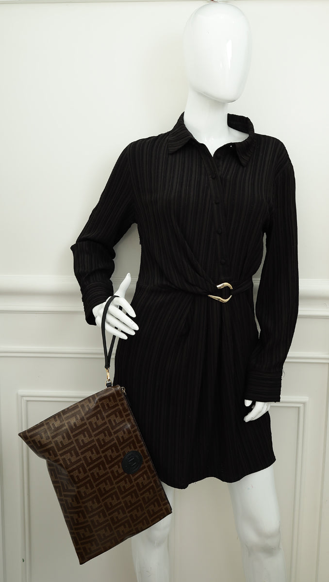 Fendi Brown FF Large Flat Wristlet Pouch-Fendi-THE CLOSET