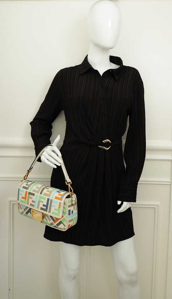 Fendi Multicolor FF Embroidery Baguette Medium Bag-Fendi-THE CLOSET