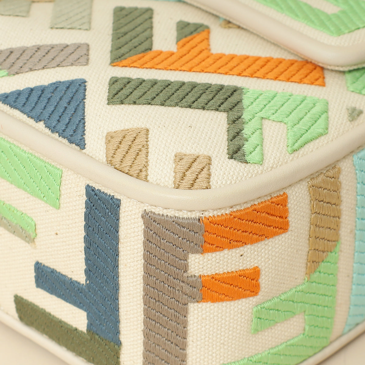 Fendi Multicolor FF Embroidery Baguette Medium Bag-Fendi-THE CLOSET