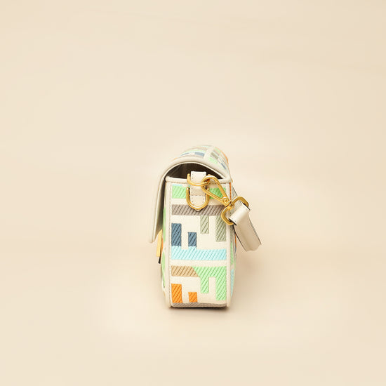 Fendi Multicolor FF Embroidery Baguette Medium Bag-Fendi-THE CLOSET