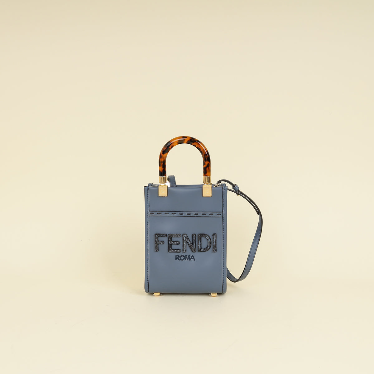 Fendi Dark Blue Mini Sunshine Shopper Bag-Fendi-THE CLOSET