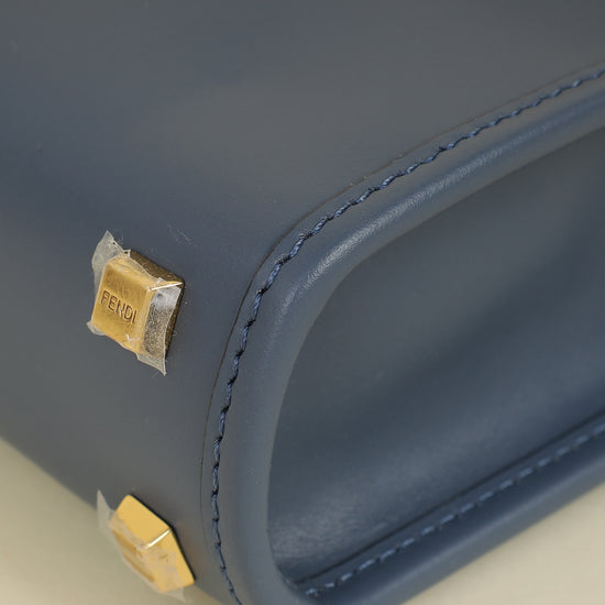 Fendi Dark Blue Mini Sunshine Shopper Bag-Fendi-THE CLOSET