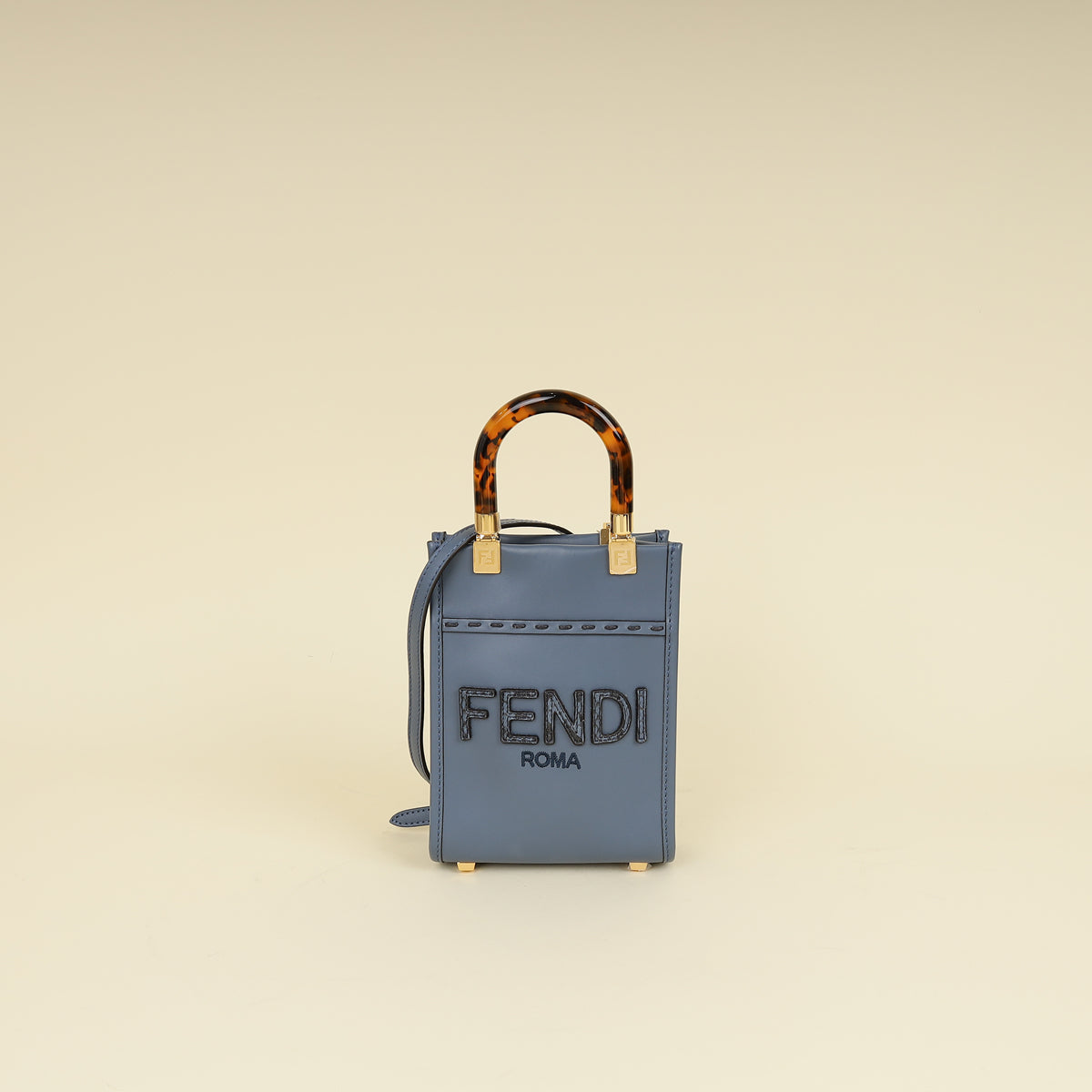 Fendi Dark Blue Mini Sunshine Shopper Bag-Fendi-THE CLOSET