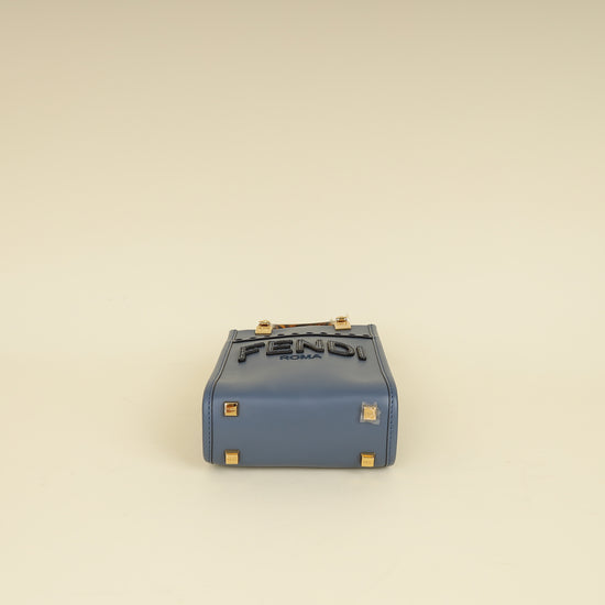 Fendi Dark Blue Mini Sunshine Shopper Bag-Fendi-THE CLOSET