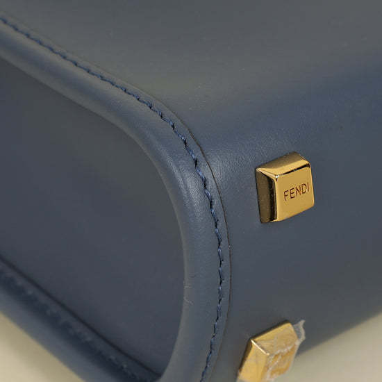 Fendi Dark Blue Mini Sunshine Shopper Bag-Fendi-THE CLOSET
