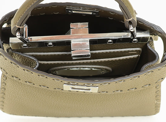 Fendi Dark Olive Selleria Petite Peekaboo ISeeU Bag