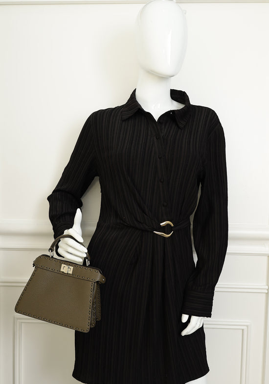 Fendi Dark Olive Selleria Petite Peekaboo ISeeU Bag