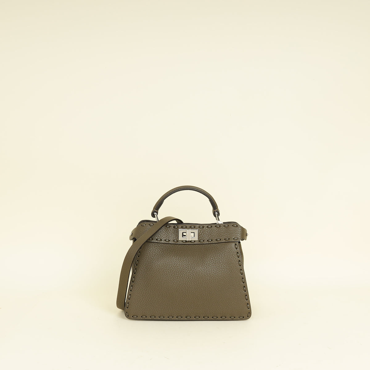 Fendi Dark Olive Selleria Petite Peekaboo ISeeU Bag