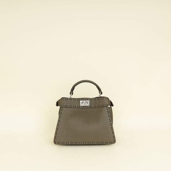Fendi Dark Olive Selleria Petite Peekaboo ISeeU Bag