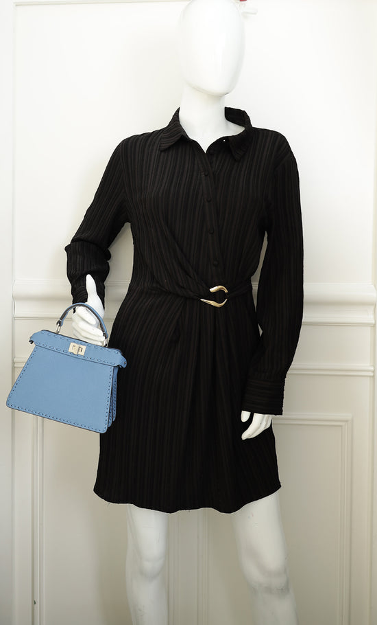 Fendi Blue Selleria Peekaboo ISeeU Petite Bag