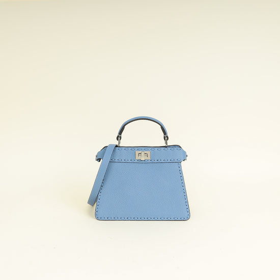 Fendi Blue Selleria Peekaboo ISeeU Petite Bag