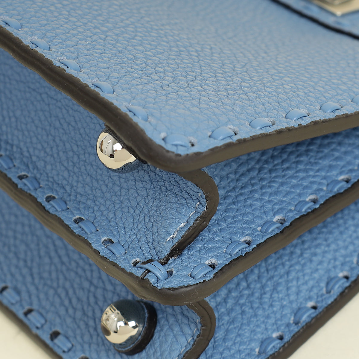 Fendi Blue Selleria Peekaboo ISeeU Petite Bag