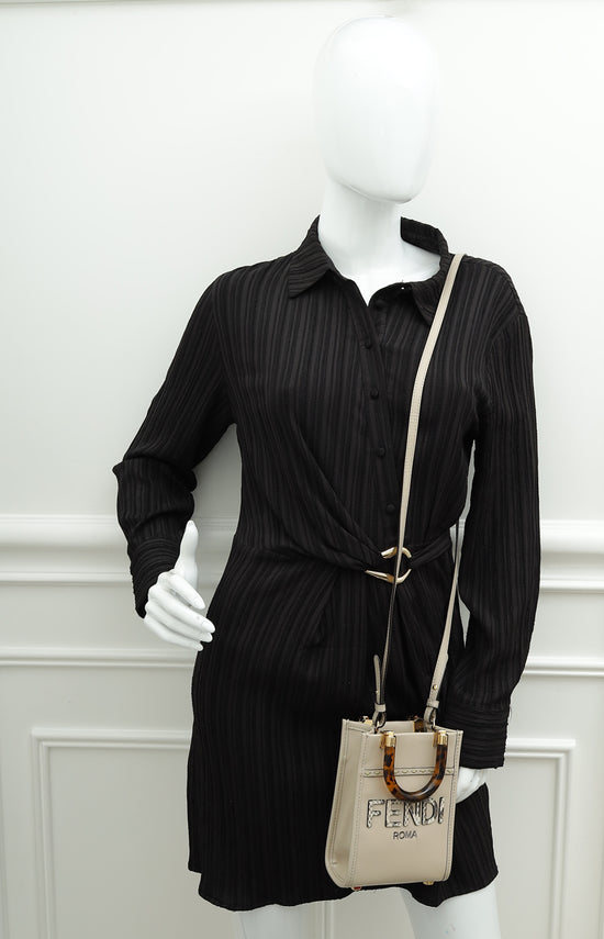 Fendi Beige Mini Sunshine Shopper Bag-Fendi-THE CLOSET