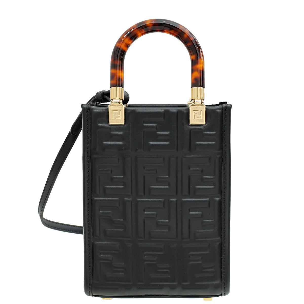 Fendi Black FF Embossed FENDI Mini Sunshine Shopper Bag-Fendi-THE CLOSET