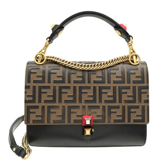 Fendi Bicolor Zucca Embossed Kan I Medium Shoulder Bag