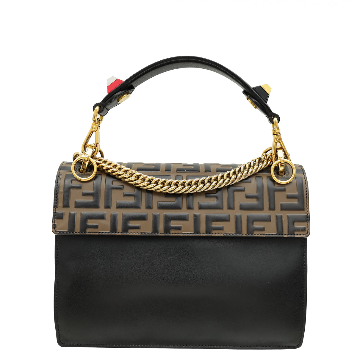 Fendi Bicolor Zucca Embossed Kan I Medium Shoulder Bag-Fendi-THE CLOSET