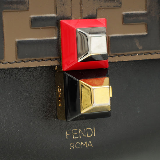 Fendi Bicolor Zucca Embossed Kan I Medium Shoulder Bag