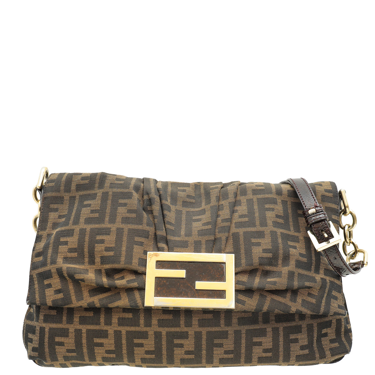 Fendi Zucca Mia Large Flap Shoulder Bag-Fendi-THE CLOSET