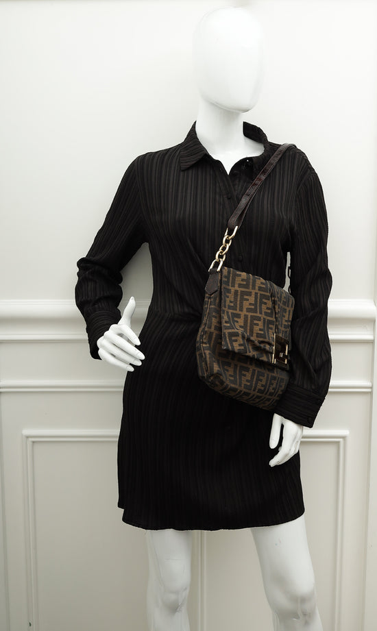 Fendi Zucca Mia Large Flap Shoulder Bag-Fendi-THE CLOSET