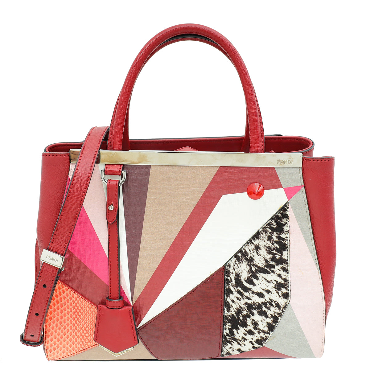 Fendi Red Multicolor 2 Jours Patchwork Petite Bag-Fendi-THE CLOSET