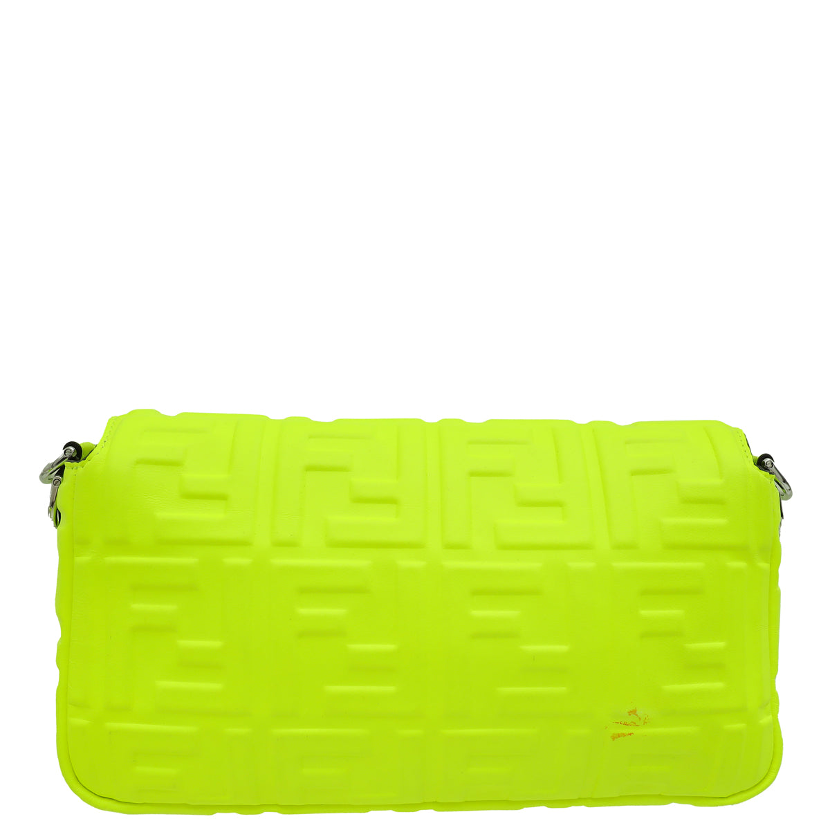 Fendi Neon Yellow FF Embossed Baguette Medium Bag-Fendi-THE CLOSET