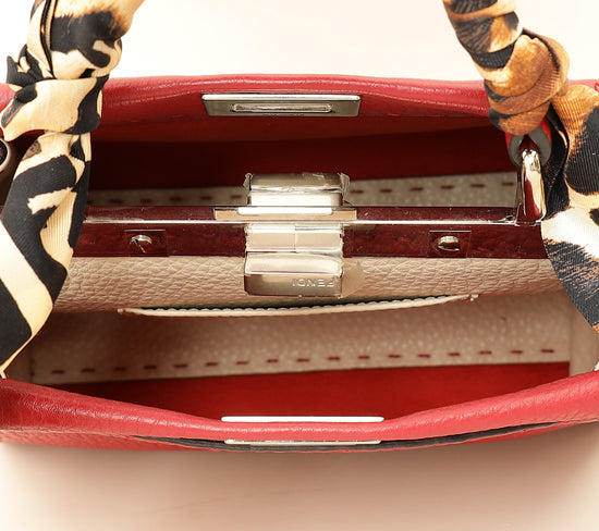 Fendi Red Selleria Mini Peekaboo Bag w/ Twilly-Fendi-THE CLOSET