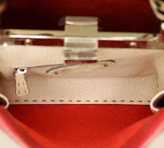 Fendi Red Selleria Mini Peekaboo Bag w/ Twilly-Fendi-THE CLOSET