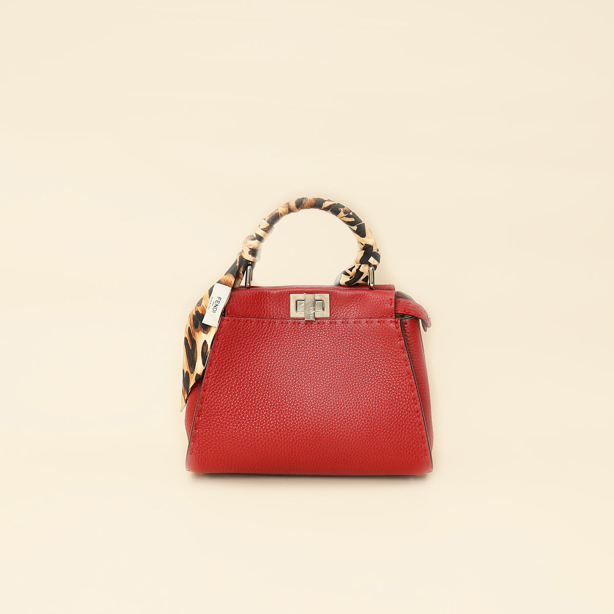 Fendi Red Selleria Mini Peekaboo Bag w/ Twilly-Fendi-THE CLOSET